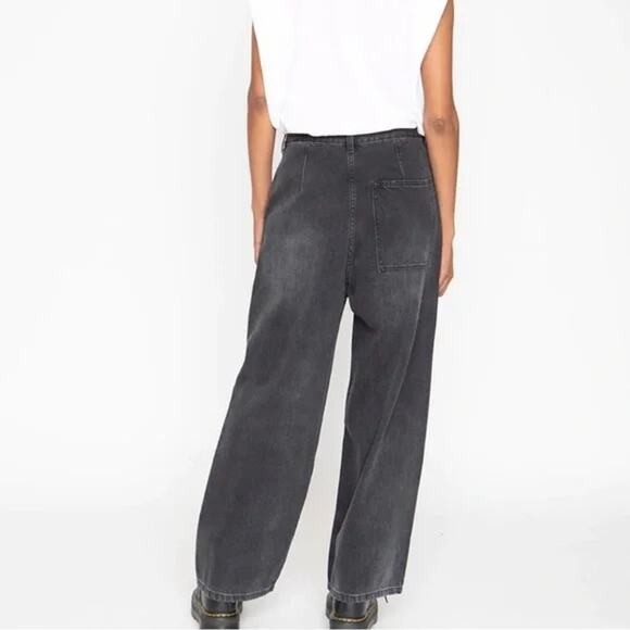 NWT Free People X Sandrine Rose Wide Leg Curve Jean Black baggy size 30 charbon - Picture 2 of 12